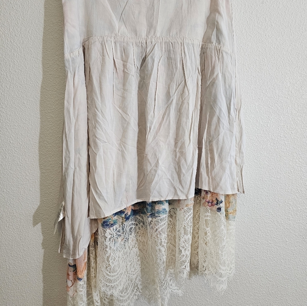 Anthropologie Skirt Medium Floral Asymmetrical Lace - Picture 14 of 14